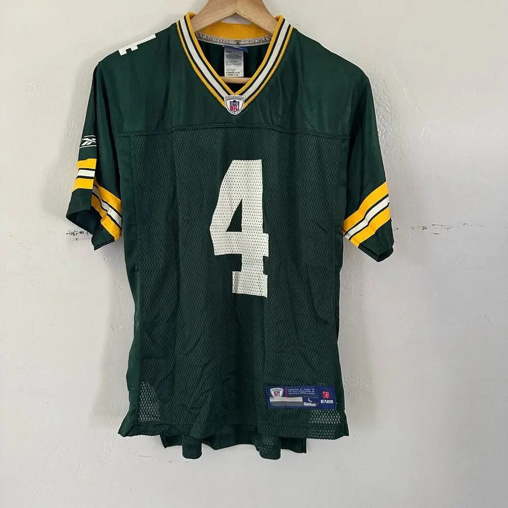 NFL Green Bay Packers Brett Favre Jersey Green On Field‎ Reebok Youth Size Large